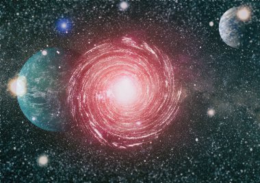 Nebula ve galaksiler uzayda. Bu görüntünün elementleri NASA tarafından desteklenmektedir.