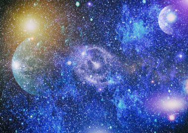 Nebula ve galaksiler uzayda. Bu görüntünün elementleri NASA tarafından desteklenmektedir.