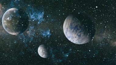 Nebula ve galaksiler uzayda. Bu görüntünün elementleri NASA tarafından desteklenmektedir.