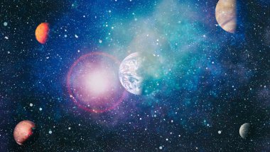 birçok ışık yılı uzakta dünya derin uzayda yıldız alanı. Bu görüntü nasa tarafından döşenmiş unsurları