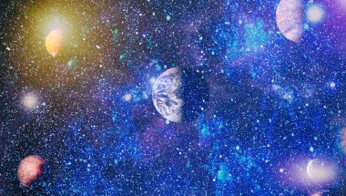 birçok ışık yılı uzakta dünya derin uzayda yıldız alanı. Bu görüntü nasa tarafından döşenmiş unsurları