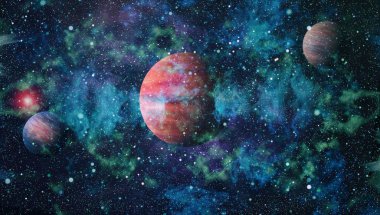 Nebula ve galaksiler uzayda. Bu görüntünün elementleri NASA tarafından desteklenmektedir.