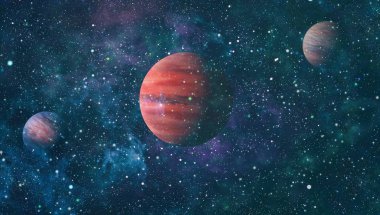 Nebula ve galaksiler uzayda. Bu görüntünün elementleri NASA tarafından desteklenmektedir.