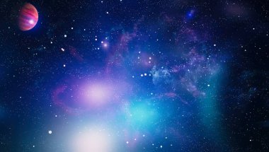 Nebula ve galaksiler uzayda. Bu görüntünün elementleri NASA tarafından desteklenmektedir.