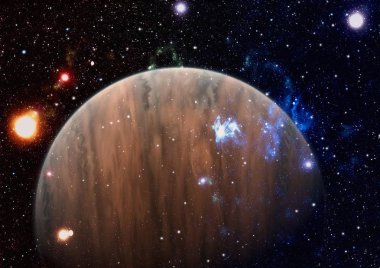 Nebula ve galaksiler uzayda. Bu görüntünün elementleri NASA tarafından desteklenmektedir.