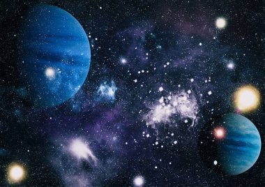 Nebula ve galaksiler uzayda. Bu görüntünün elementleri NASA tarafından desteklenmektedir.