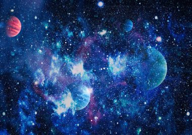 Nebula ve galaksiler uzayda. Bu görüntünün elementleri NASA tarafından desteklenmektedir.