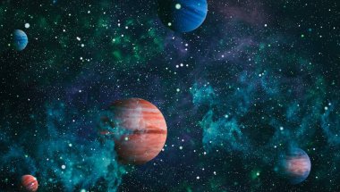 Nebula ve galaksiler uzayda. Bu görüntünün elementleri NASA tarafından desteklenmektedir.