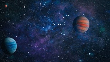 Nebula ve galaksiler uzayda. Bu görüntünün elementleri NASA tarafından desteklenmektedir.
