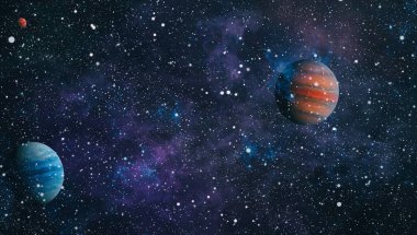 Nebula ve galaksiler uzayda. Bu görüntünün elementleri NASA tarafından desteklenmektedir.