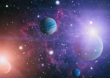 Nebula ve galaksiler uzayda. Bu görüntünün elementleri NASA tarafından desteklenmektedir.