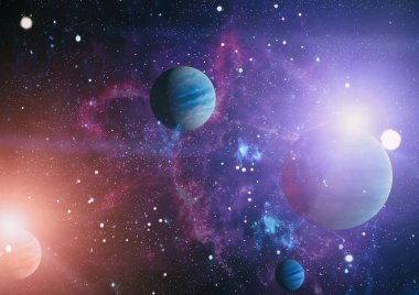 Nebula ve galaksiler uzayda. Bu görüntünün elementleri NASA tarafından desteklenmektedir.
