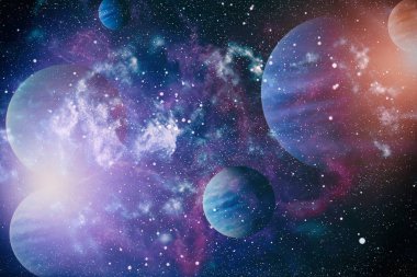 Nebula ve galaksiler uzayda. Bu görüntünün elementleri NASA tarafından desteklenmektedir.