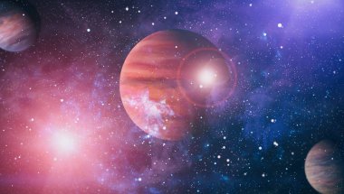 Nebula ve galaksiler uzayda. Bu görüntünün elementleri NASA tarafından desteklenmektedir.