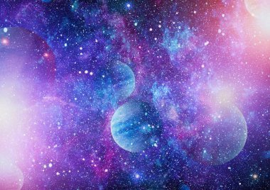 Nebula ve galaksiler uzayda. Bu görüntünün elementleri NASA tarafından desteklenmektedir.