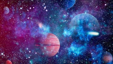 Nebula ve galaksiler uzayda. Bu görüntünün elementleri NASA tarafından desteklenmektedir.