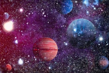 Nebula ve galaksiler uzayda. Bu görüntünün elementleri NASA tarafından desteklenmektedir.