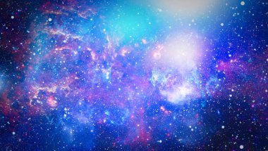 Gezegen ve galaksinin yıldızları serbest uzayda. Bu görüntünün elementleri NASA tarafından desteklenmektedir .