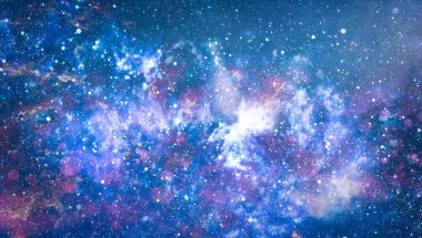 Gezegen ve galaksinin yıldızları serbest uzayda. Bu görüntünün elementleri NASA tarafından desteklenmektedir .