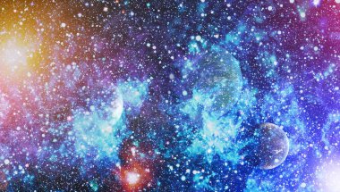 Uzaydaki gezegenler, yıldızlar ve galaksiler uzay keşiflerinin güzelliğini gösteriyor. NASA tarafından döşenmiş elementler