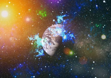 Uzaydaki gezegenler, yıldızlar ve galaksiler uzay keşiflerinin güzelliğini gösteriyor. NASA tarafından döşenmiş elementler