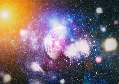 Uzaydaki gezegenler, yıldızlar ve galaksiler uzay keşiflerinin güzelliğini gösteriyor. NASA tarafından döşenmiş elementler