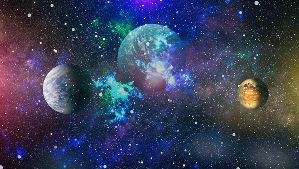 Panoramic looking into deep space. Dark night sky full of stars. — Stock Photo, Image