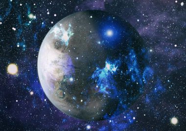 Fütürist soyut alan arkaplanı. Yıldızlı ve nebulalı gece gökyüzü. Bu görüntünün elementleri NASA tarafından desteklenmektedir