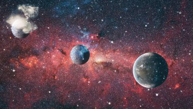 Fütürist soyut alan arkaplanı. Yıldızlı ve nebulalı gece gökyüzü. Bu görüntünün elementleri NASA tarafından desteklenmektedir