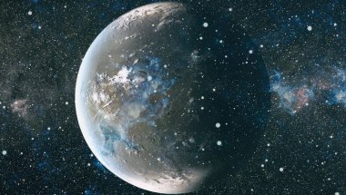 Fütürist soyut alan arkaplanı. Yıldızlı ve nebulalı gece gökyüzü. Bu görüntünün elementleri NASA tarafından desteklenmektedir