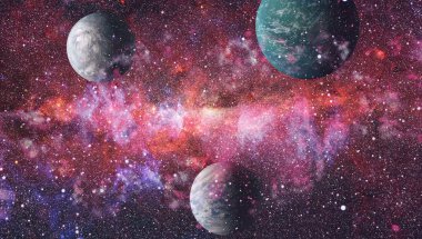 Fütürist soyut alan arkaplanı. Yıldızlı ve nebulalı gece gökyüzü. Bu görüntünün elementleri NASA tarafından desteklenmektedir