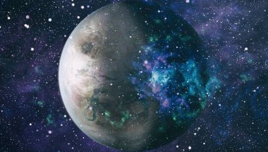 Fütürist soyut alan arkaplanı. Yıldızlı ve nebulalı gece gökyüzü. Bu görüntünün elementleri NASA tarafından desteklenmektedir