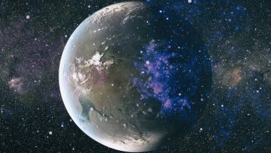 Fütürist soyut alan arkaplanı. Yıldızlı ve nebulalı gece gökyüzü. Bu görüntünün elementleri NASA tarafından desteklenmektedir