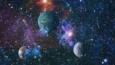 Fütürist soyut alan arkaplanı. Yıldızlı ve nebulalı gece gökyüzü. Bu görüntünün elementleri NASA tarafından desteklenmektedir