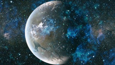 Fütürist soyut alan arkaplanı. Yıldızlı ve nebulalı gece gökyüzü. Bu görüntünün elementleri NASA tarafından desteklenmektedir