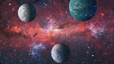 Fütürist soyut alan arkaplanı. Yıldızlı ve nebulalı gece gökyüzü. Bu görüntünün elementleri NASA tarafından desteklenmektedir