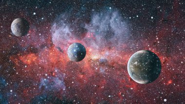 Fütürist soyut alan arkaplanı. Yıldızlı ve nebulalı gece gökyüzü. Bu görüntünün elementleri NASA tarafından desteklenmektedir