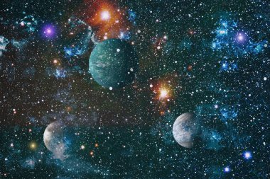 Fütürist soyut alan arkaplanı. Yıldızlı ve nebulalı gece gökyüzü. Bu görüntünün elementleri NASA tarafından desteklenmektedir