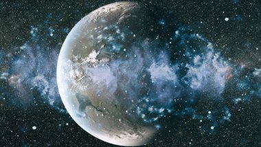 Fütürist soyut alan arkaplanı. Yıldızlı ve nebulalı gece gökyüzü. Bu görüntünün elementleri NASA tarafından desteklenmektedir