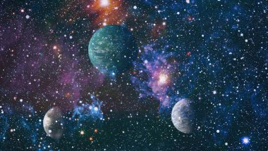 Fütürist soyut alan arkaplanı. Yıldızlı ve nebulalı gece gökyüzü. Bu görüntünün elementleri NASA tarafından desteklenmektedir