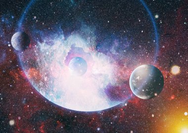 Patlama süpernovası. Parlak Yıldız Nebulası. Uzak galaksi. Soyut görüntü. Bu görüntünün elementleri NASA tarafından desteklenmektedir.