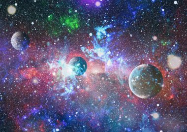 Renkli derin uzay. Evren kavramı arka plan. Nasa tarafından döşenmiş bu görüntü unsurları