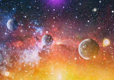 Renkli derin uzay. Evren kavramı arka plan. Nasa tarafından döşenmiş bu görüntü unsurları