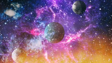 Renkli derin uzay. Evren kavramı arka plan. Nasa tarafından döşenmiş bu görüntü unsurları