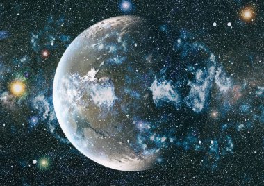 Fütürist soyut alan arkaplanı. Yıldızlı ve nebulalı gece gökyüzü. Bu görüntünün elementleri NASA tarafından desteklenmektedir