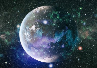 Fütürist soyut alan arkaplanı. Yıldızlı ve nebulalı gece gökyüzü. Bu görüntünün elementleri NASA tarafından desteklenmektedir