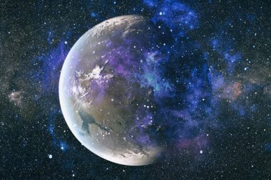 Fütürist soyut alan arkaplanı. Yıldızlı ve nebulalı gece gökyüzü. Bu görüntünün elementleri NASA tarafından desteklenmektedir