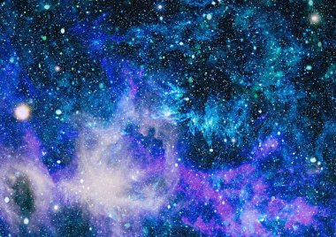 Fütürist soyut alan arkaplanı. Yıldızlı ve nebulalı gece gökyüzü. Bu görüntünün elementleri NASA tarafından desteklenmektedir