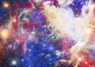 Fütürist soyut alan arkaplanı. Yıldızlı ve nebulalı gece gökyüzü. Bu görüntünün elementleri NASA tarafından desteklenmektedir