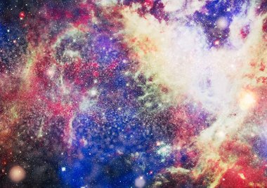 Fütürist soyut alan arkaplanı. Yıldızlı ve nebulalı gece gökyüzü. Bu görüntünün elementleri NASA tarafından desteklenmektedir